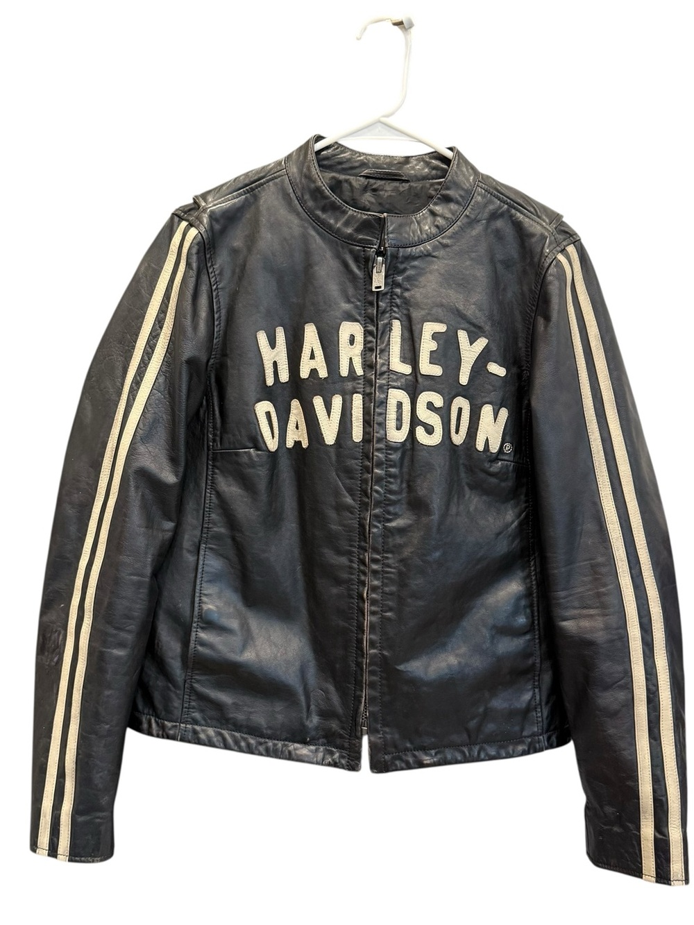 Harley Davidson Leather Varsity Jacket Women’s LARGE.